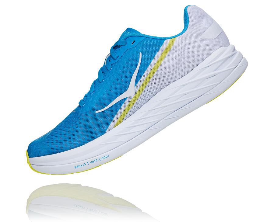 Chaussure Running Hoka One One Rocket X Femme - Blanche/Bleu - XDQ-967254